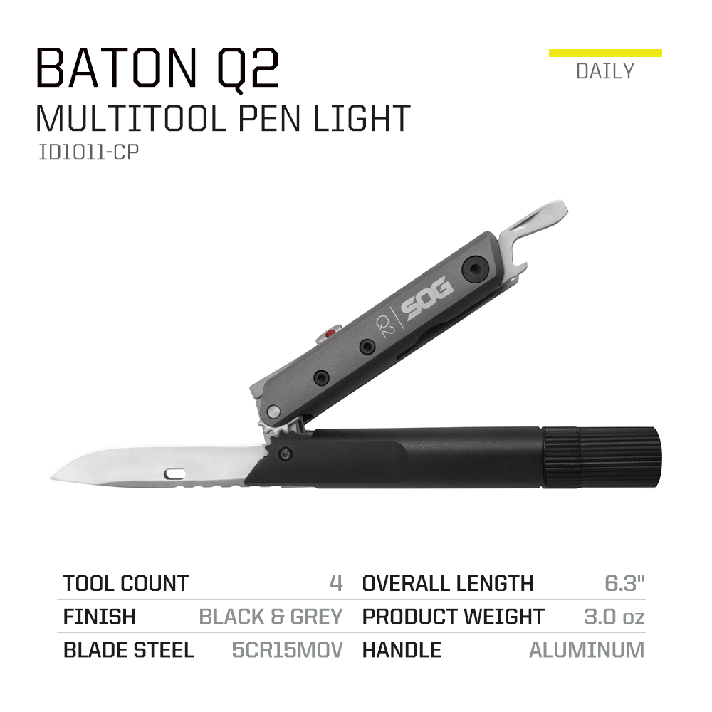 SOG BATON Q2 4 en 1 bolígrafo  - Edc Carry Flashlight reseña y precio
